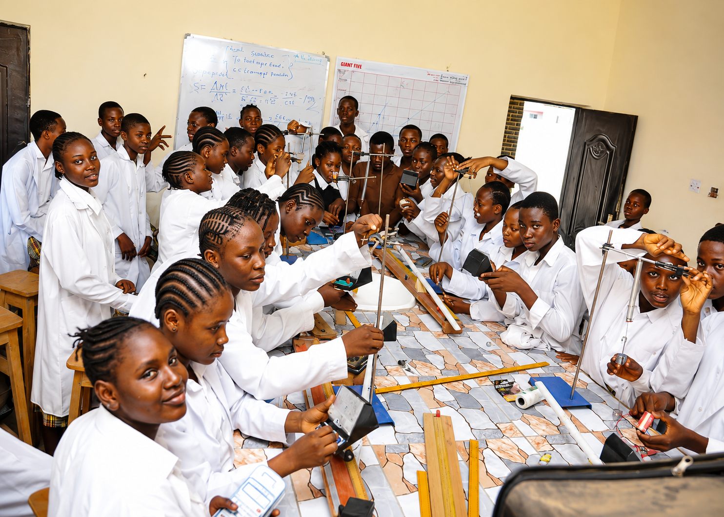 Rishama students in the science laboratory